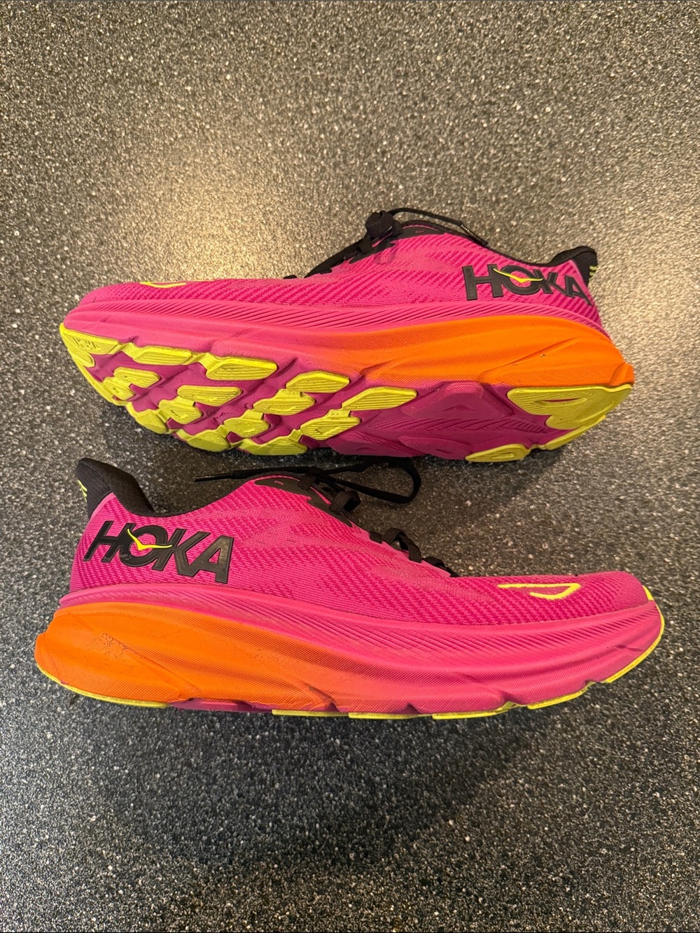 Hoka One One Clifton 9 Men’s Pink and Orange Athletic Running Shoes - size 10.5 - Picture 4 of 7